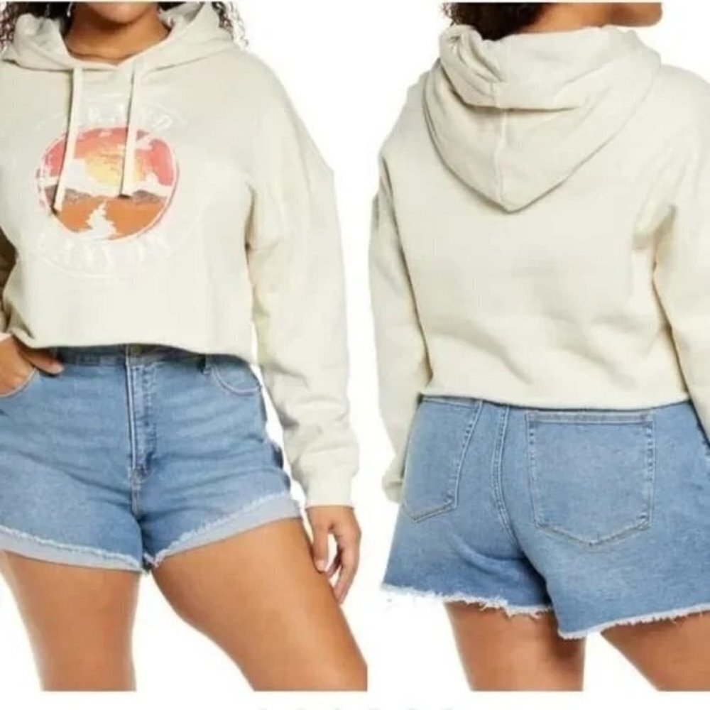 NWOT BP Grand Canyon Graphic Crop Hoodie Raw Hem Plus 3X